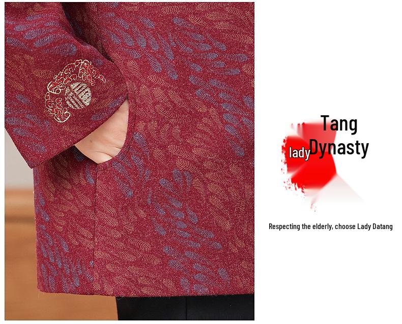 Grandma's Autumn Chinese Style Evening Dress Coat - Elegant Outfit for Middle-Aged & Elderly Women