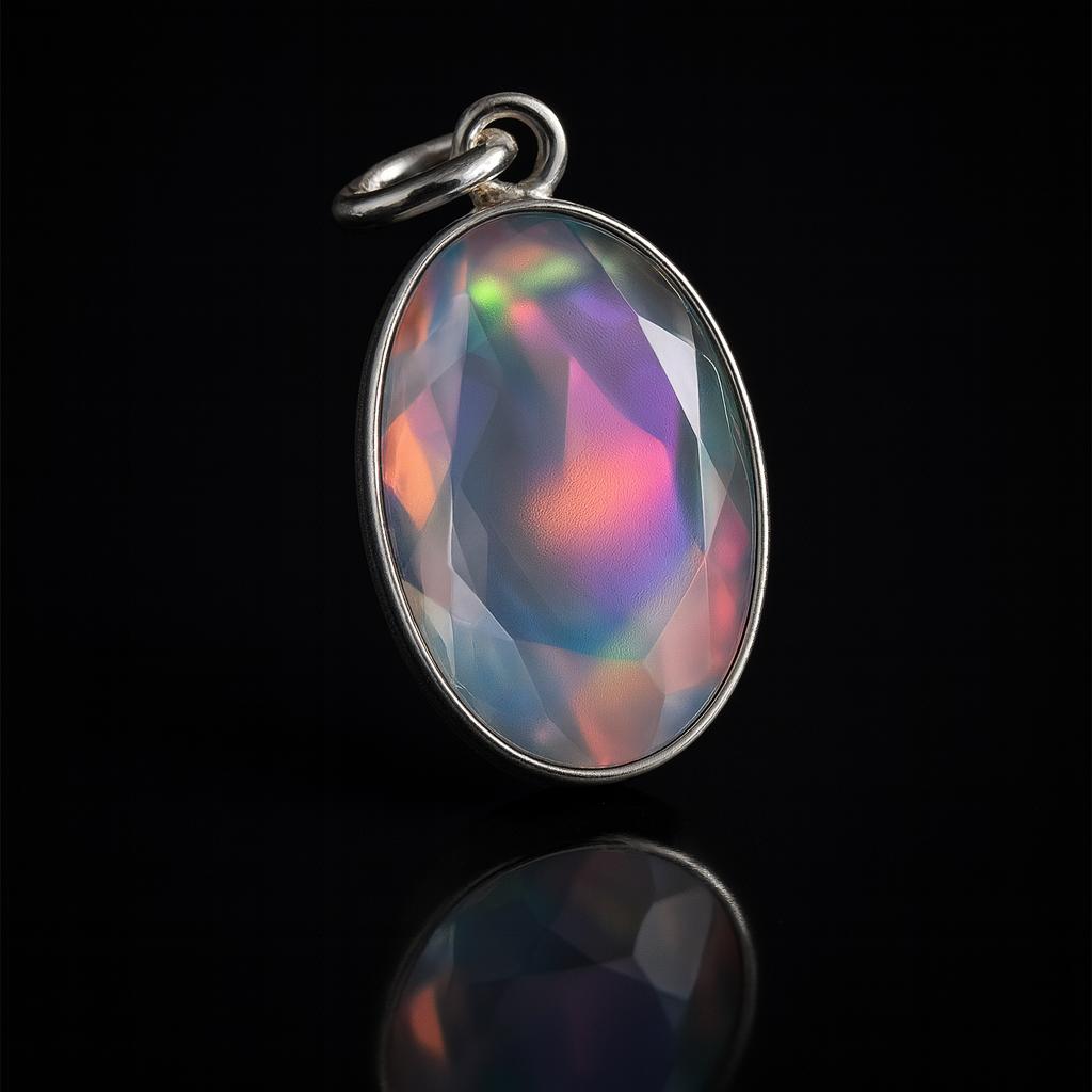 Natural Opal Pendant 24.45 ct Ethiopian Oval 925 Sterling Silver October Birthday Birthstone