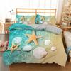 Strand Seestern Bettbezug Set Queen Blau Niedliche Meerestiere Bettwäsche Set Muscheln Seestern Druck Tropischer Bettdeckenbezug
