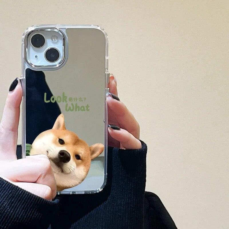Koreaanse Schattige Kat Zachte Spiegel Telefoonhoesje Voor iPhone 11 Case iPhone 12 15 Pro Max 14 13 Pro XS XR X Mooi Schokbestendig Hoesje Fundas
