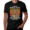 T-shirt Dry Fit Manches Courtes pour Course à Pied Ours Vintage Drôle Je Déteste les Gens Matinaux et les Matins et les Gens Ours Buvant du Café