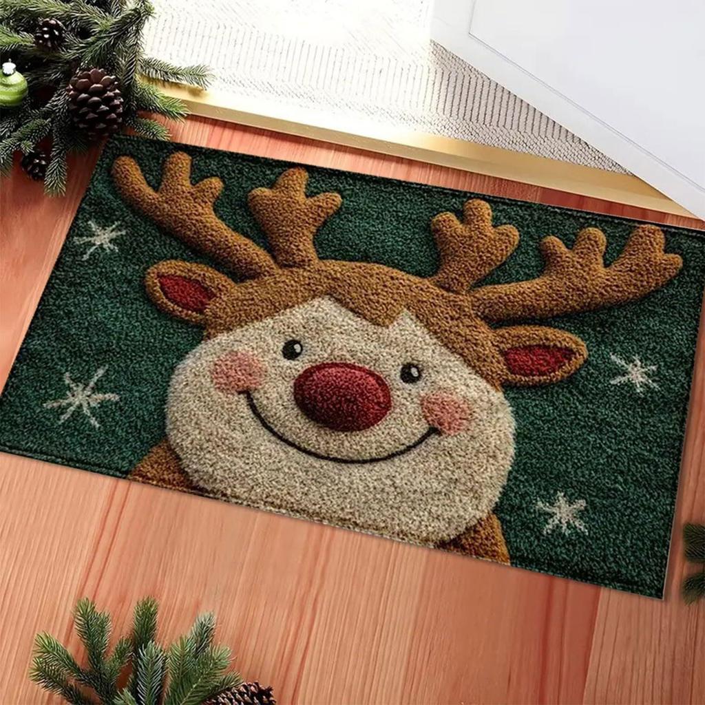 Christmas Door Mat Outdoor Non-Slip Reindeer Bathroom Doormat 23.6x15.7 Inch Washable Absorbent Christmas Outdoor Mat