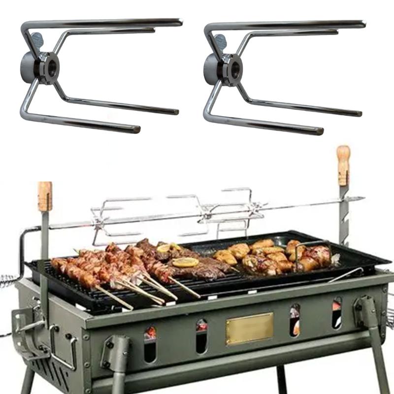 Pack Of 2 Rusts Resistant BBQ Skewers Set For Perfectly Cooked Meats And Vegetables Stainless Steel BBQ Roasting Fork