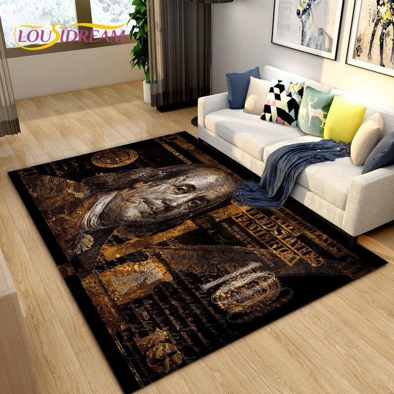 3D Dollar Money Pattern Area Rug,Carpet Rug for Living Room Bedroom Sofa Doormat Kitchen Decoration,Kids Play Non-slip Floor Mat