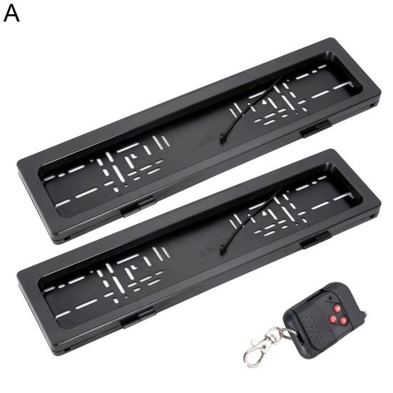 2Pcs Front Rear License Plate Frame Roller Shutter Electric Remote Control