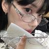 Mode Kleine Quadratische Brille Fassung für Damen Metall Blaulichtfilterbrille Japanische Herren Retro Trend Lesebrille Y2K
