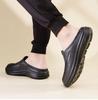Men's Plus Size Leather Slip-On Baotou Slippers, Casual Summer Style, Size 46