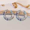Vintage Blue Zircon Earrings Elegant Minimalist Luxury Hoop Earrings for Women