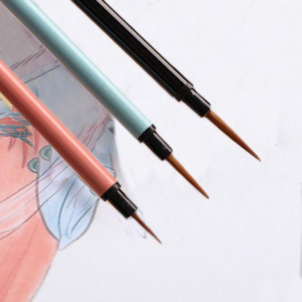 3pcs Slim Detail Paint Brush Pointed Tip Drawing Brush Hook Line Brush Calligraphy