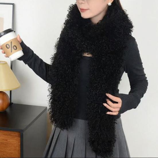Winter Scarf Solid Color Thickened Plush Soft Thick Warm Extra Long Scarf Winter Outdoor Imitation Fur Neck Warmer