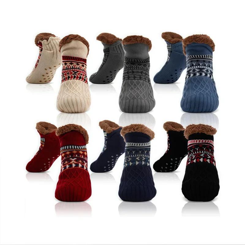 Varma Toffelsockor Dam Vinter Golvstrumpor Supermjuka Fodrade med Greppstrumpor Halkfria Stickade Vuxen Plus Fleece Mattstrumpor