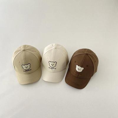 Casquette de baseball d'été pour bébé, broderie d'ours de dessin animé, chapeau pour tout-petits et enfants pour filles et garçons, coton doux, réglable, chapeau de soleil