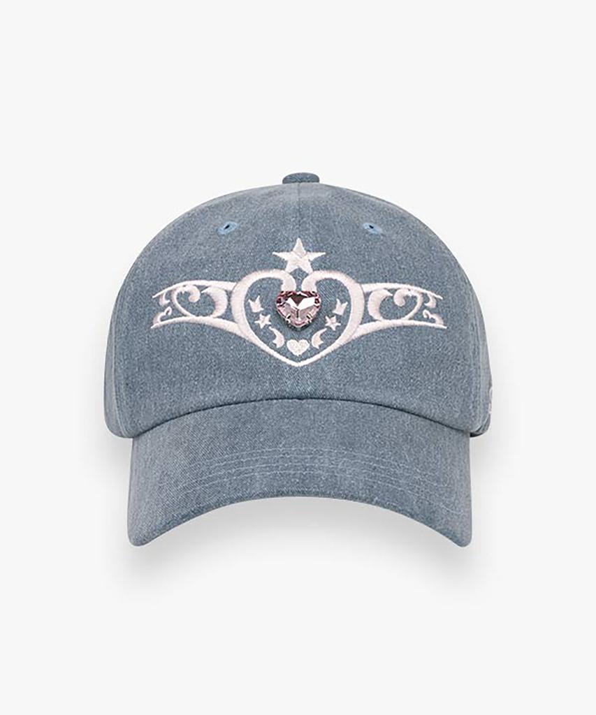 Muun Jewel Heart Tiara Ball Cap (Denim)