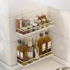 Punch-Free Kitchen Spice Storage Rack Home Wall Mounted Metal Seasoning Shelf Adhesive Hanging Sundries Organization Holders
