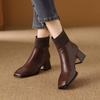 French Retro Autumn and Winter Knitted Small Short Boots Women's 2025 New Thick Heel Square Head Martin Boots Popular Thin Cotton Boots