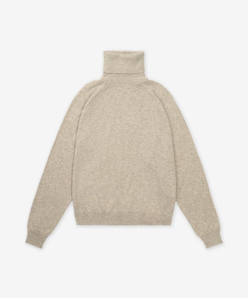 SAINT LAURENT Cashmere Cassandre Embroidered Logo High-Neck Knit - Beige / 820746Yall22601