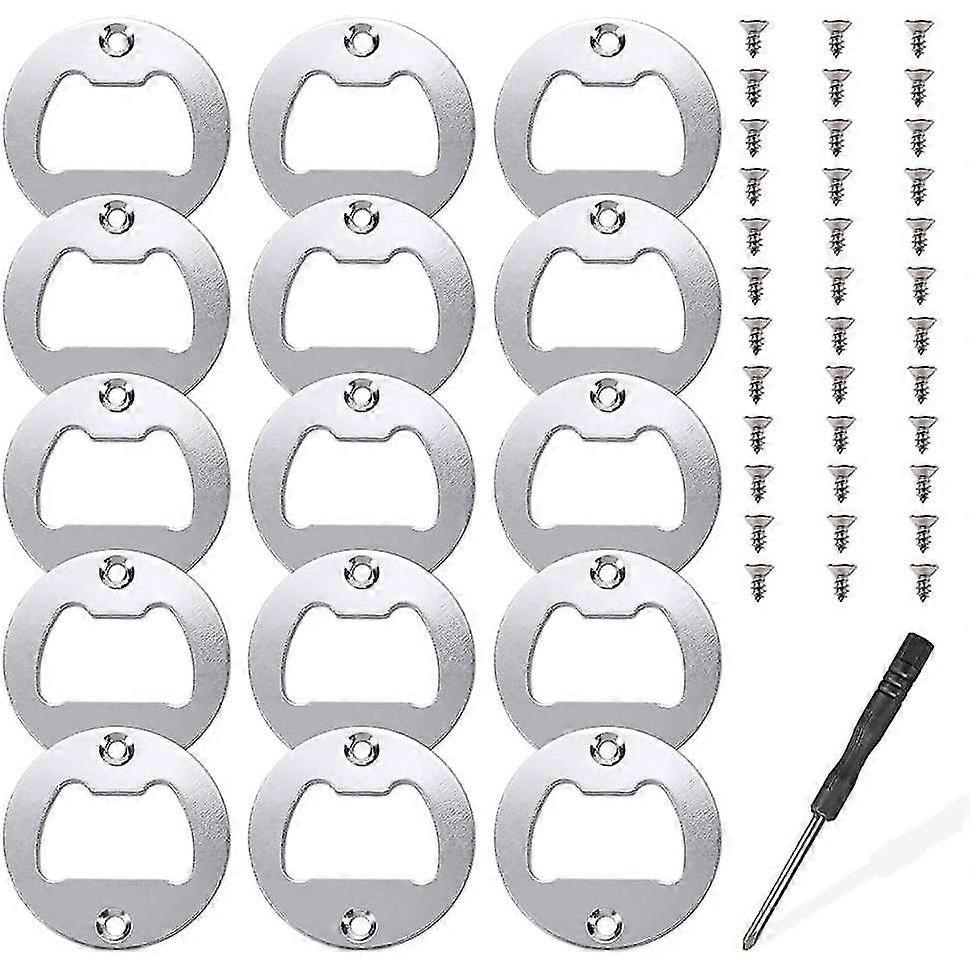 15 Sets Stainless Steel Bottle Opener Inserts Hardware, Metal Insert Parts Kit