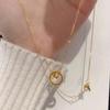 Cat Eyeball Ring Necklace Female Temperament Light Luxury Golden Small Gold Bead Collarbone Chain