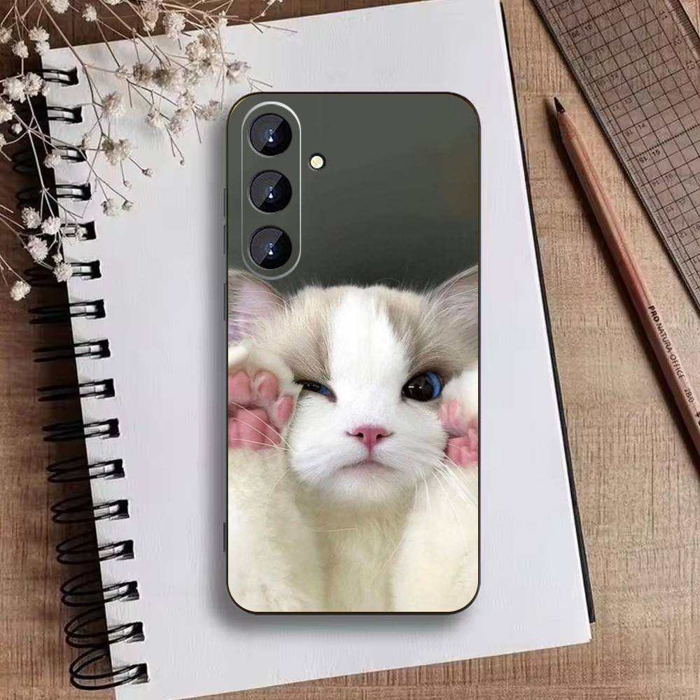 Funny Cute Cat Phone Case For Samsung Galaxy A73,A21s,A22,A31,A52,A53,A71,A41Soft Black Shell