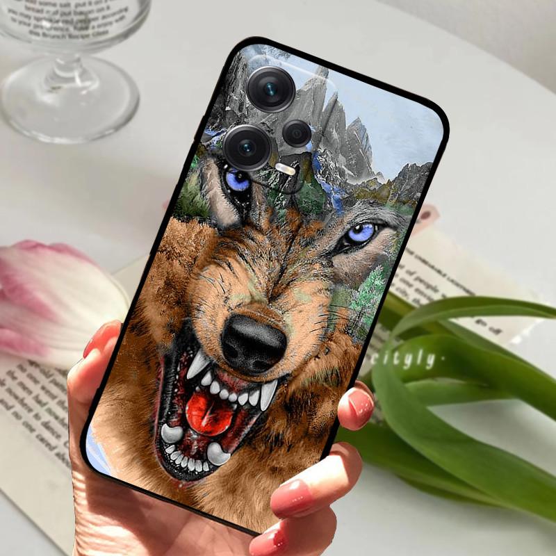 Für Redmi Note 12 Pro 5G Hülle Note12 Cover TPU Schwarzes Silikon Tier Cover für Xiaomi Redmi Note 12 Pro+ 5G Plus Fundas Weich