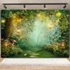 Enchanted Forest Wonderland Backdrop – Dreamy Jungle Mushrooms, Fairy Tale Theme for Baby Birthday Party Decor & Prop-Tapestry
