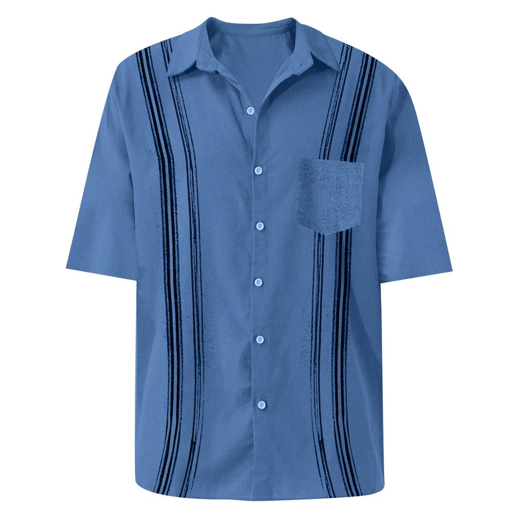 Designer Spring Summer Men's Casual Cotton Linen Color Short Sleeve Shirts Loose Shirts