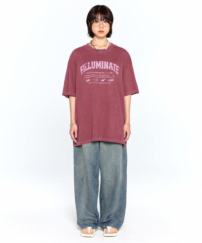 FILLUMINATE Damaged Graphic Pigment T-Shirt - Wine