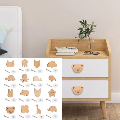 Dřevěné úchytky na zásuvky bez vrtání Dřevěné knoflíky na zásuvky Snadná instalace Nábytkové úchytky Design ve tvaru zvířat