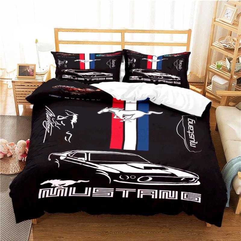 Mustang Autopatronen Dekbedovertrek Set Beddengoed Voor Volwassen Jongens Beddengoed Set Spel Quilt Cover Dekbedovertrek Beddengoed Set
