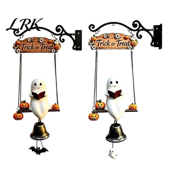 Sturdy Metal Garden Ornament Ghost Wind Chime Wall Hanging, Halloween Porch Yard Decor with Resin Bell, Exquisite Vintage Farmhouse for Fence, Spooky