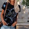 Women Summer T Shirt Love Print Retro Fashion Short Sleeve Tees Casual   Printed  Tops