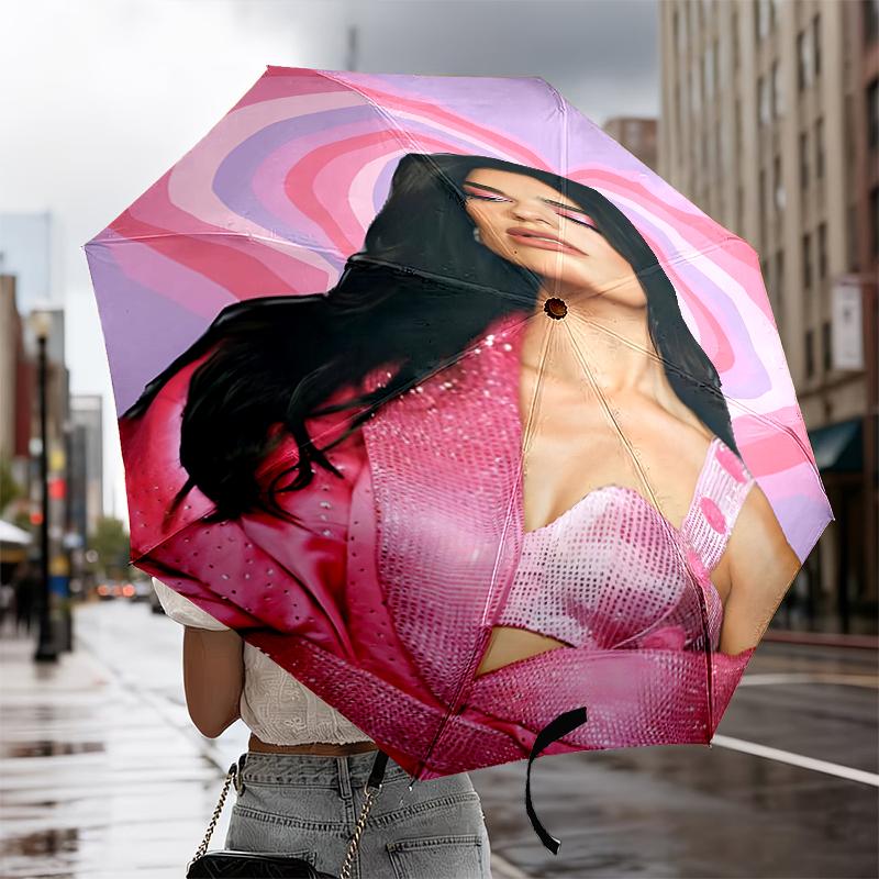 Popmusik Dua Lipa Regenschirm 8-Speichen für Reisen, Camping, Freizeit Leichter tragbarer Regenschirm, Unverzichtbar für jede Familie Feiertage Geburtstagsgeschenk
