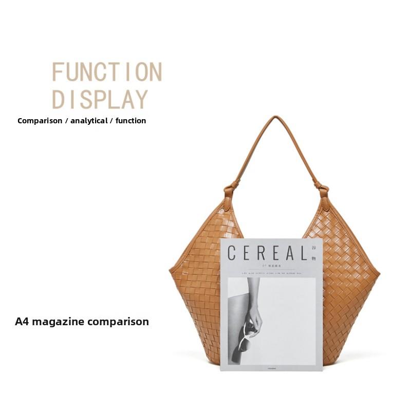 Leather Large-capacity Bag, Women's Foreign-style Cowhide Woven Pattern, Women's Class Commuter Bag