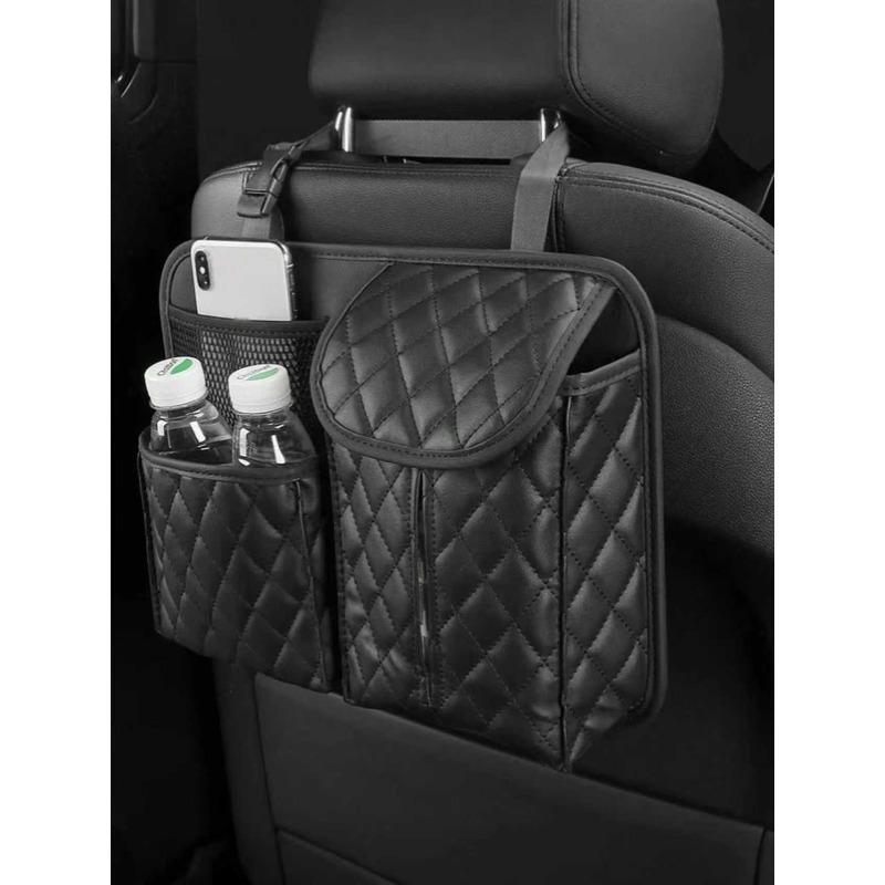 Car Backseat Organizer with Foldable Table Tray,Premium PU Leather Material,Compatible with Most Vehicles,Inner Car Accessories