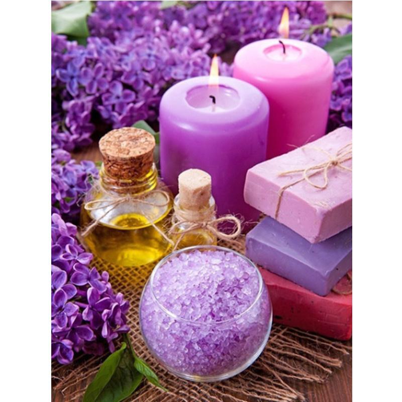 5D DIY Diamond Painting Purple Flowers Scene Diamond Embroidery Cross Stitch Kit Full Rhinestone Mosaic Home Decor