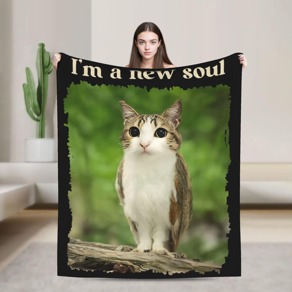 Amante divertente di Gatti e Gufi. Meowl Gatto Meme di Tendenza Coperta Super Calda Plaid Morbido Divano Letto Coperta in Flanella Copri Letto Divano