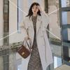 Windbreaker Women's Spring and Autumn New Style Loose Temperament Long Over-the-knee Beige Windbreaker Jacket for Women