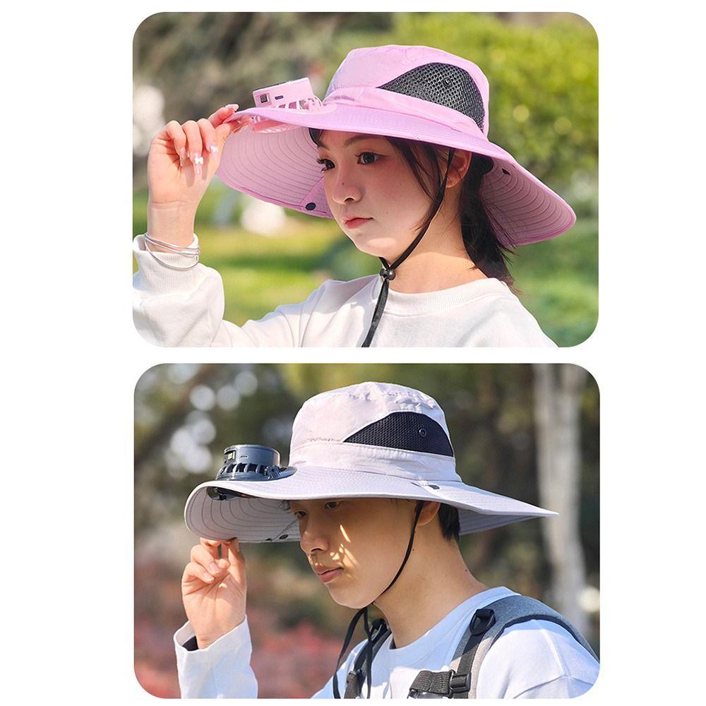 Digital Display Screen Wide Brim Visor Cap Neck Protection Cooling  Fisherman Hat  Adult