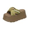 Aphixta Pearl Platform Sandals 8cm High Heels Slippers Women Slides Shoes Wedge Slippers String Bead Summer Beach Slides Shoes