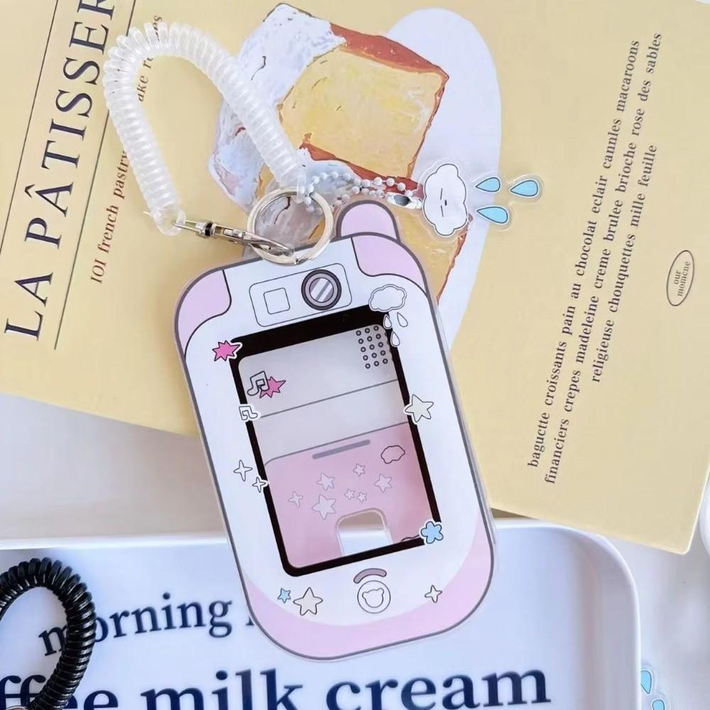 3 Inch Acrylic Card Holder Keychain Pendant ID Badge Holder  For School Stationery