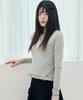 Mihebeu Polka Dot Frill Long Sleeve Gray