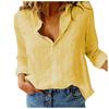 Women's Loose Linen Button Solid Lapel Long Sleeves Shirt Casual Blouse Tops