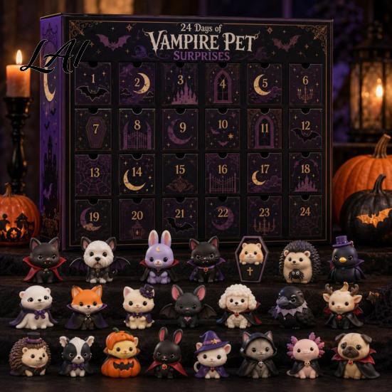 Halloween Advent Calendar 2026 24 Day Countdown with Mini Figurines Surprise Collectible Fairy Toy Set for Kids Adults Party Favors Tabletop