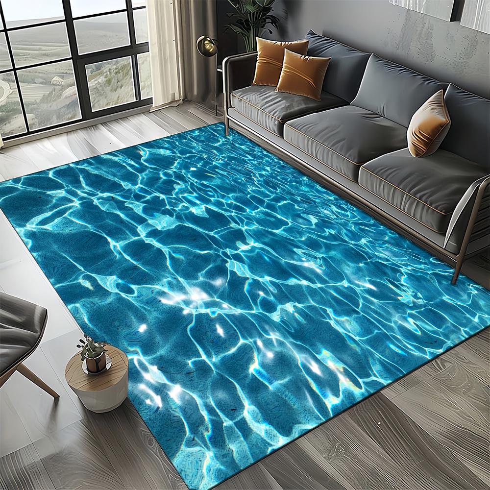 27 Stil Neuer Blau-Grüner Meerwasser Meereswelle Ozean Teppich für Wohnzimmer Schlafzimmer Zuhause Sofa Dekoration, Kinder Rutschfeste Bodenmatte