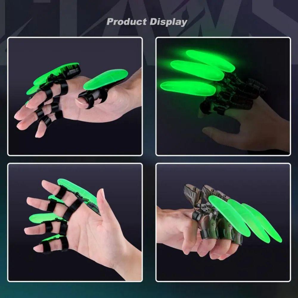 3pcs Luminous Glowing Wolf Claws 3D Assembly Finger Wolverine Claws Halloween Cosplay
