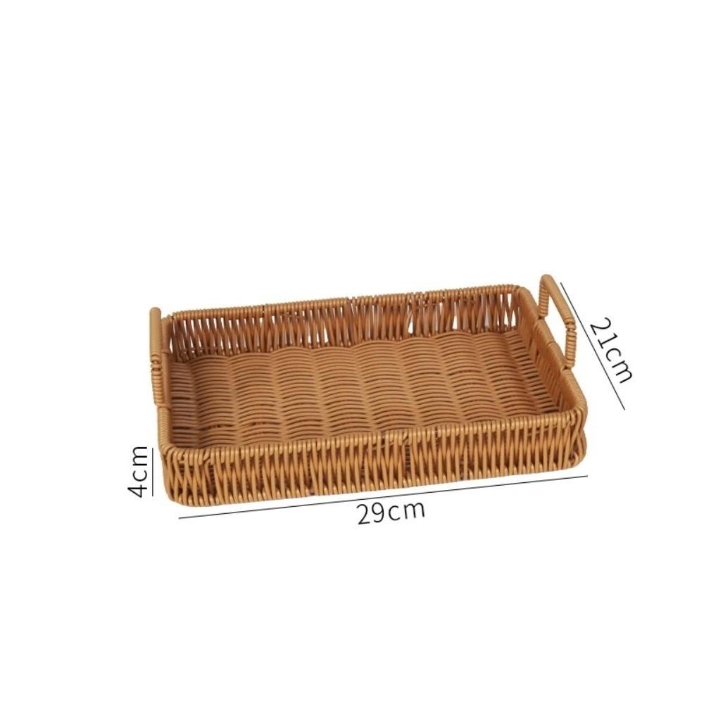 Retro Style Woven Serving Basket Woven Handheld Imitation Rattan Fruit Plate Kitchen Storage