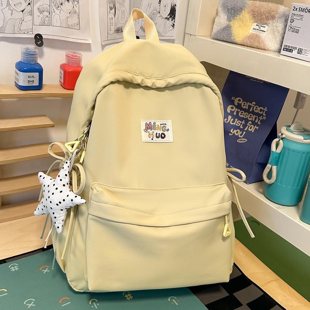 Schoolbag for middle school girls, high aesthetic value ins, Korean style versatile large capacity solid color backpack, high school backpack