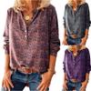 Nouveau Imprimé Mode Femme Grande Taille Col V Décontracté Ample Boutonnage Manches Longues Blouse Printemps et Automne