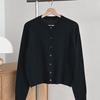 Heißes Angebot Olivenfarbener Rundhals-Strickcardigan für Damen