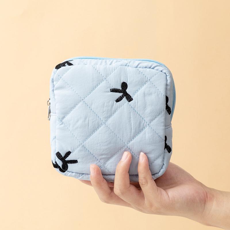 Cute Large Capacity Sanitary Napkin Storage Bags Cartoon Bow Portable Girls Physiological Period Tampon Organiser Bag Pouch